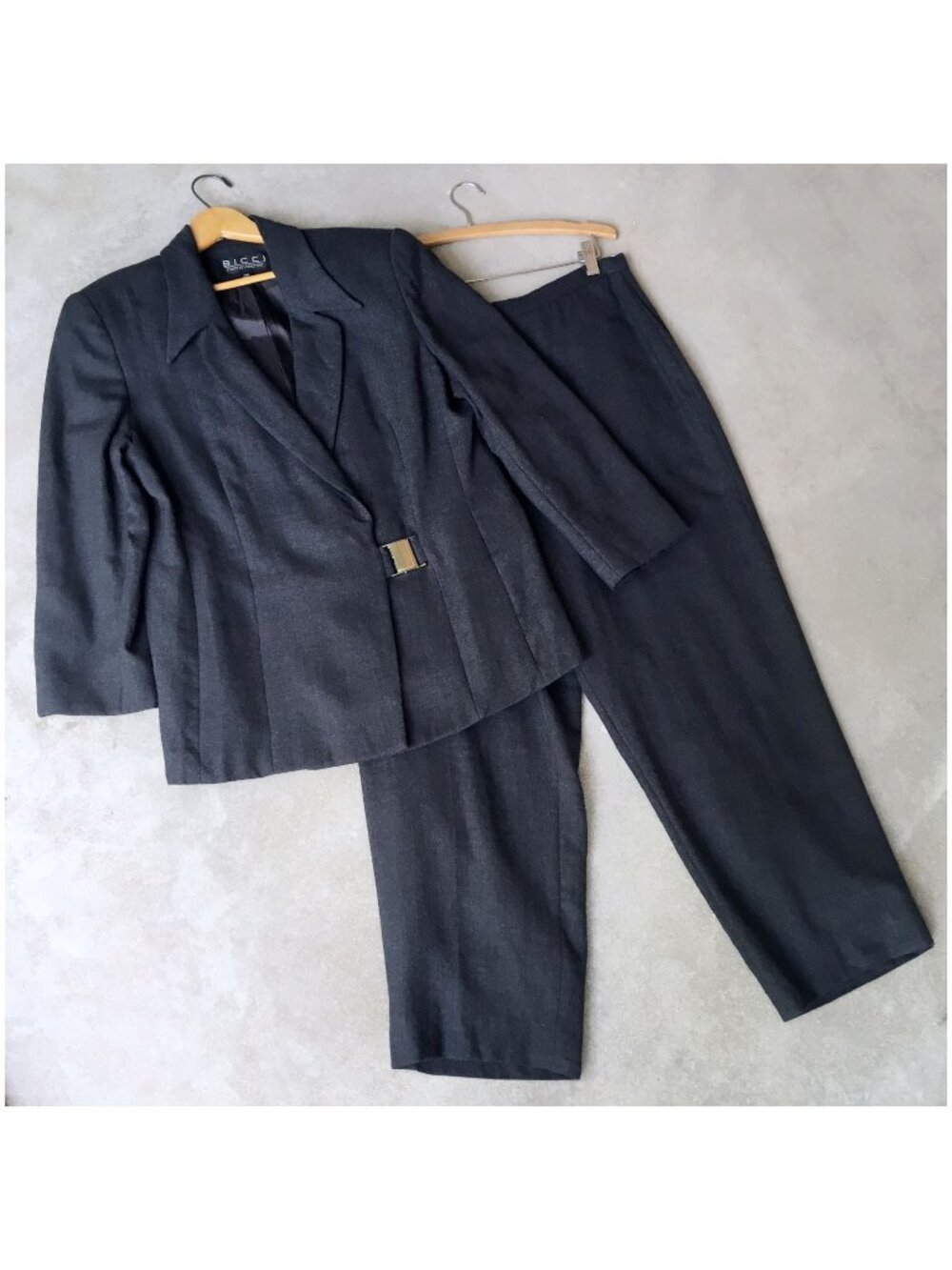 Vintage BICCI Charcoal Gray Pantsuit Set